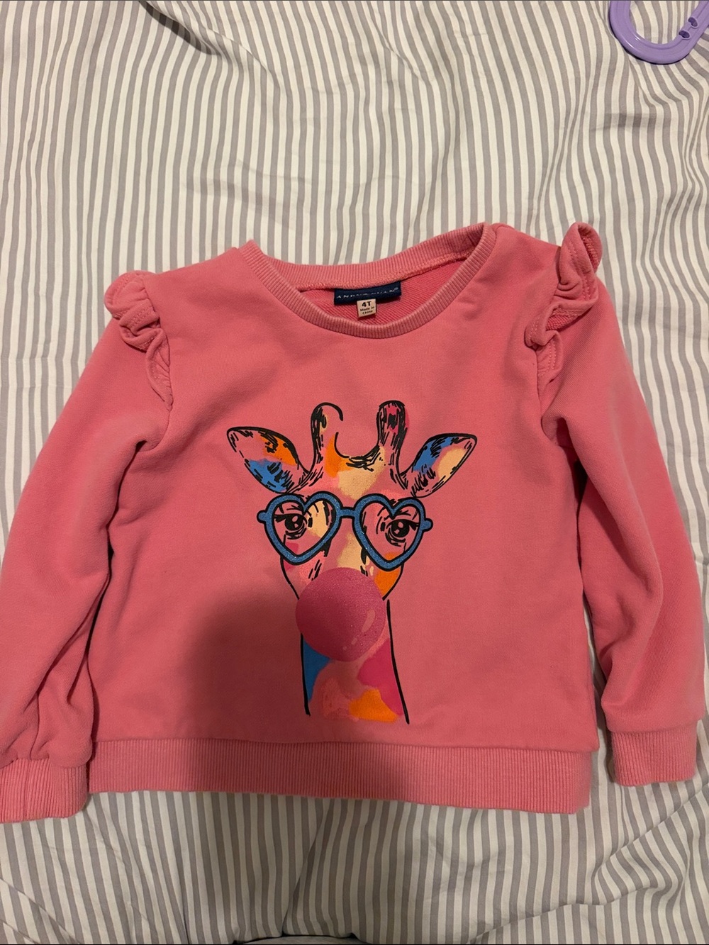 Andy & Evan Pink Giraffe Graphic Sweatshirt - 4T